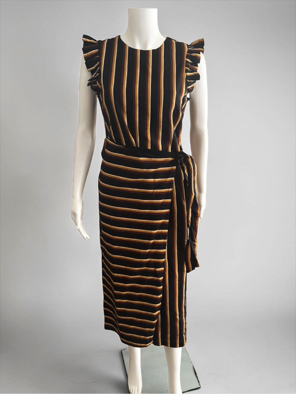 Revolve Cleobella Greta Midi Dress Striped Flutter Sleeve Tie Waist NWT S - Picture 3 of 10